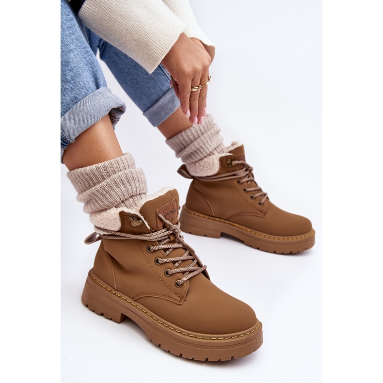 Women's Leather Boots With Sheepskin Brown Lynnvia 2