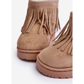 Insulated Children's Snow Boots With Decorative Fringes Beige Nimia 1 Insulated Children's Snow Boots With Decorative Fringes Beige Nimia 1