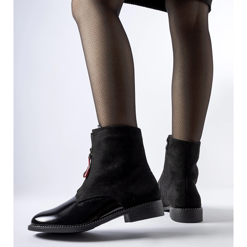 Black insulated patent Belvedere ankle boots 1