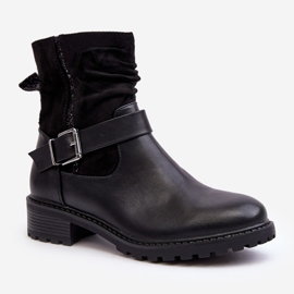 Women's Flat Boots With a Buckle Black Cillolis 1