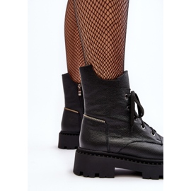 Women's Leather Trapper Boots With Zipper Zazoo 949P Black 1