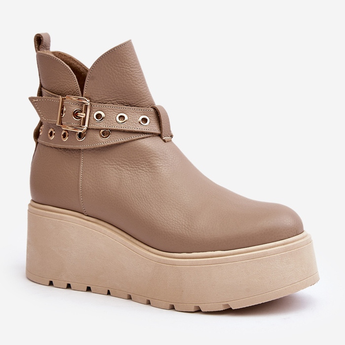 Beige wedge booties on sale