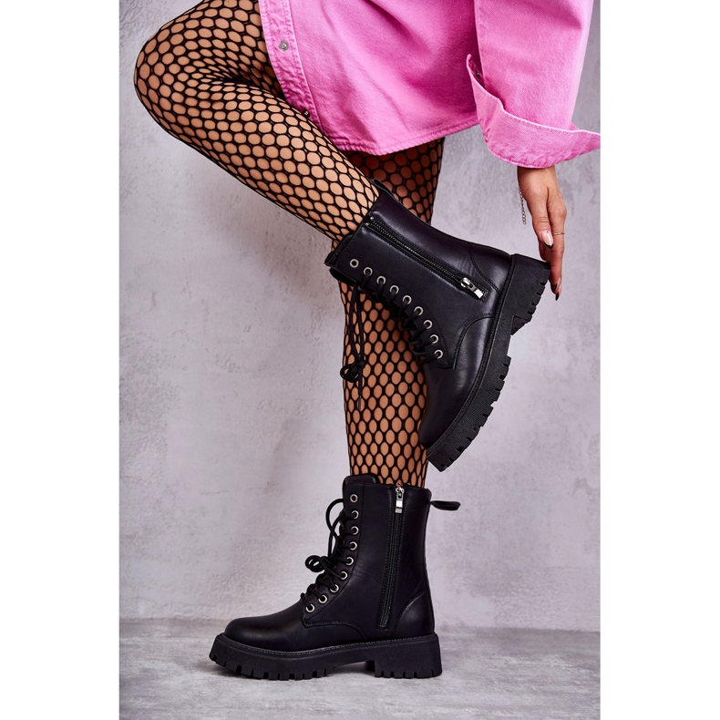 NEWS Eco-Leather Insulated Worker Ankle Boots, Black 2