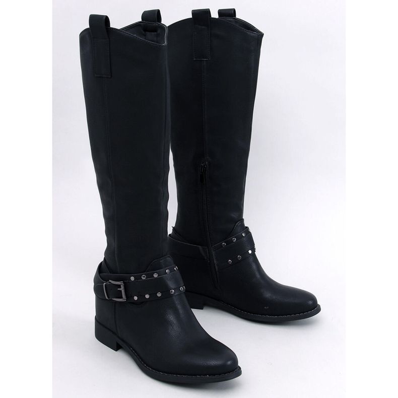 Watson Black hidden wedge boots 1