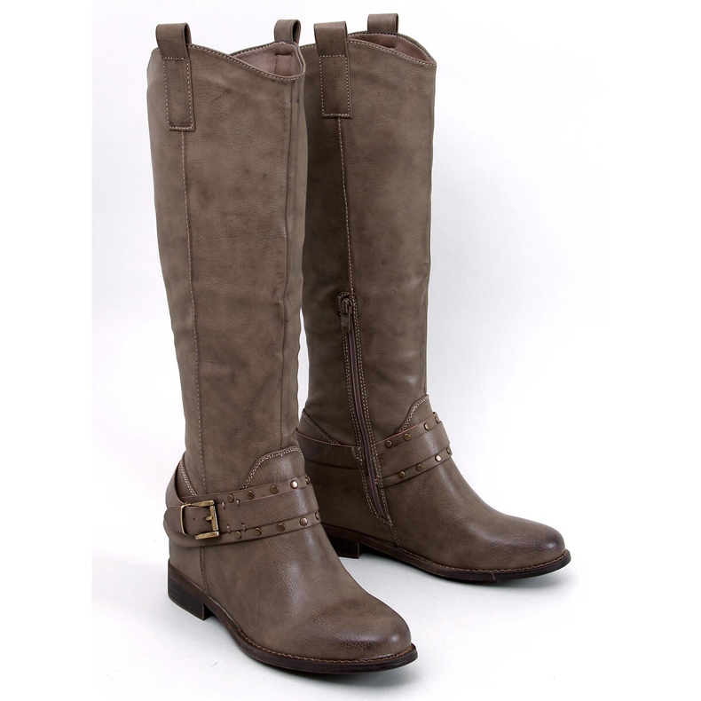 Watson Khaki hidden wedge boots beige 1