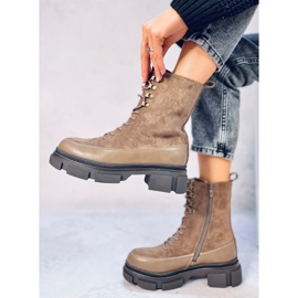 Kinney Khaki lace-up boots brown 1