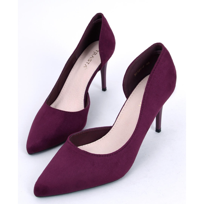 Samira Wine cutout suede heels violet 1