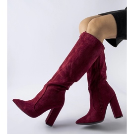 Burgundy high heel boots from Cinq-Mars red 1