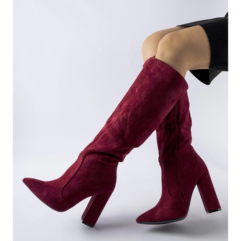 Burgundy high heel boots from Cinq-Mars red 1