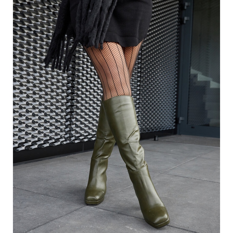 Green boots with a square toe from Biassono 1