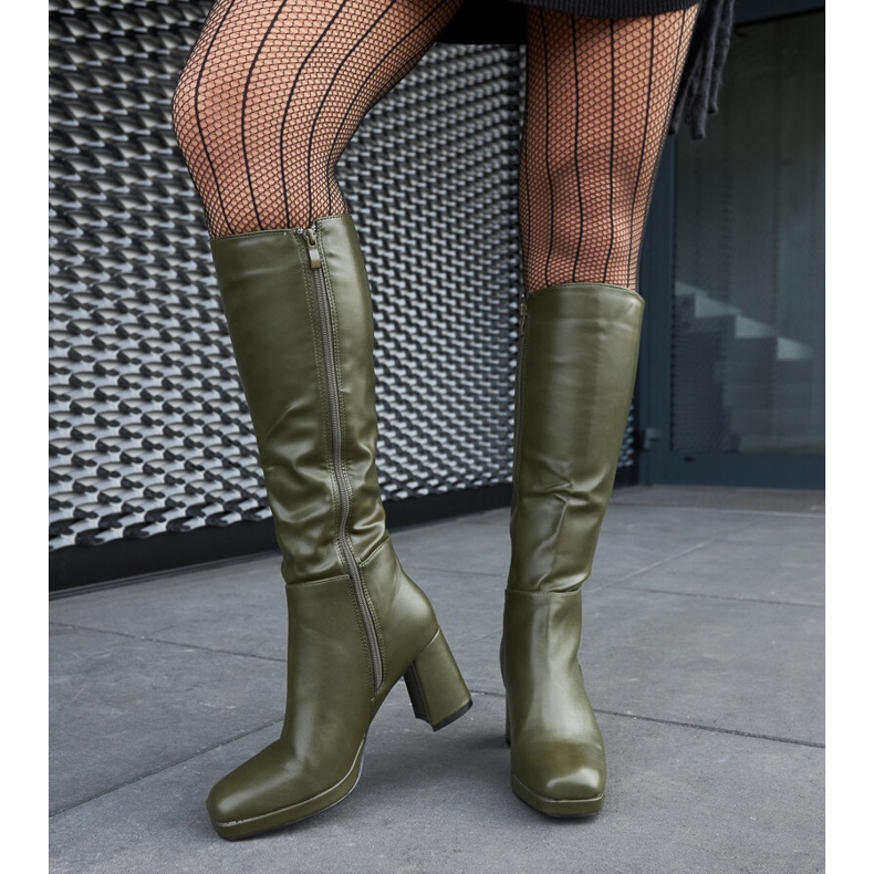 Green boots with a square toe from Biassono 2