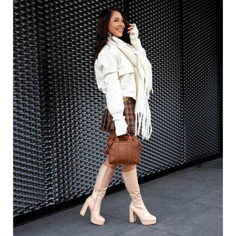 Beige boots with a platform and a heel from Zoccorino 1