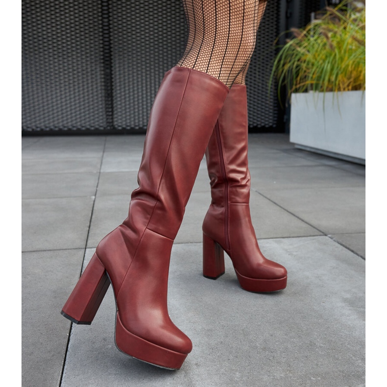 Burgundy platform and high heel boots from Zoccorino red 1