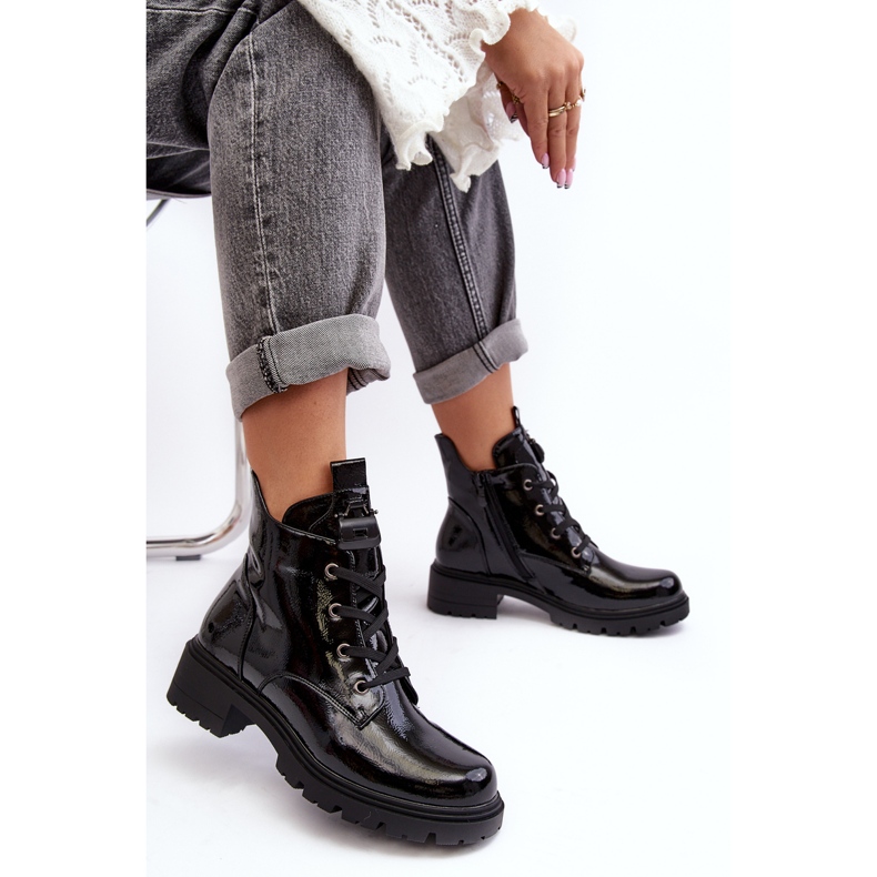 Patent Women's Boots With Zipper S.Barski HY93-91 Black 1 Patent Women's Boots With Zipper S.Barski HY93-91 Black 1