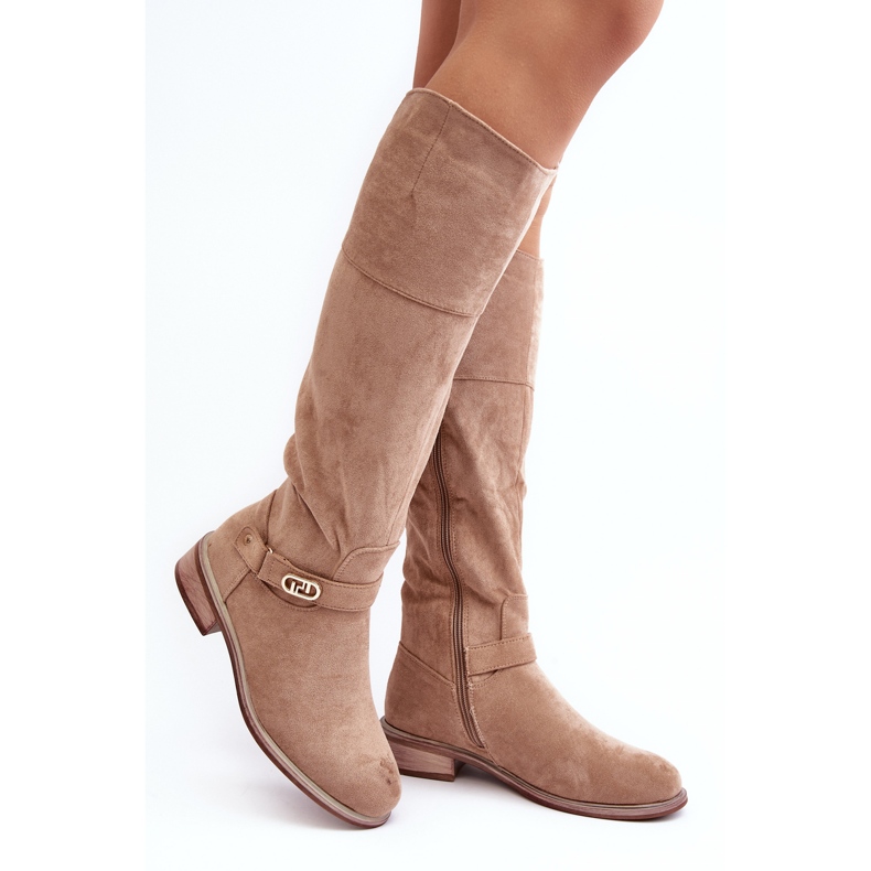 S.Barski Beige Insulated Suede Flat Boots 1
