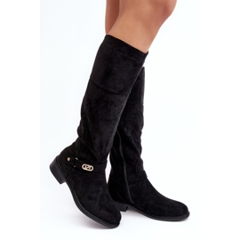 Insulated Suede Boots with Flat Heels S.Barski HY07-31 Black 1