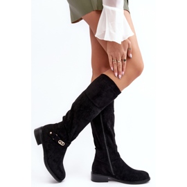 Insulated Suede Boots with Flat Heels S.Barski HY07-31 Black 2