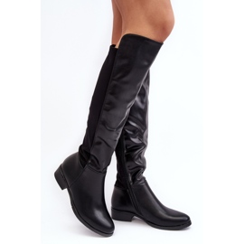 Women's Leather Over-the-Knee Boots S.Barski HY27098A Black 1