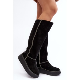 Suede Women's Boots on a Massive Platform Maciejka 06312-01 Black 1