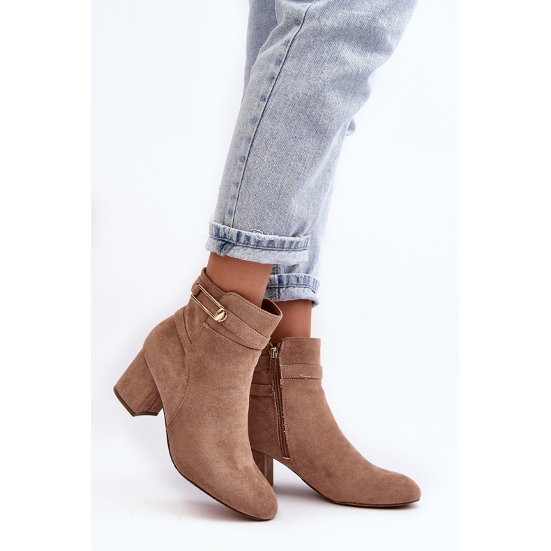 Women's Low Heel Ankle Boots Beige Verice 2