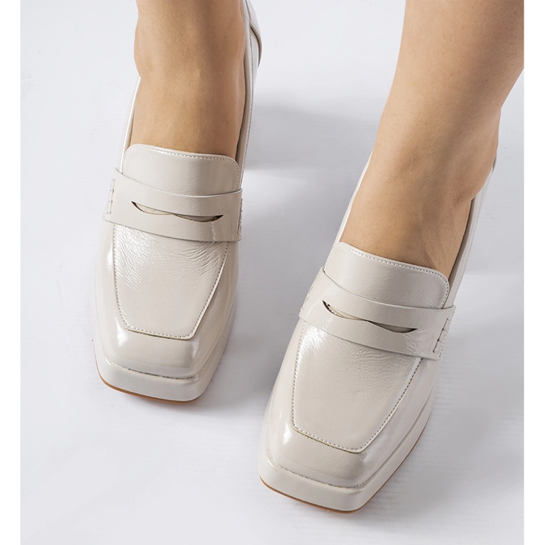 Gray patent pumps with a West heel grey 1