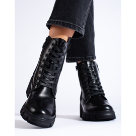 Women's lace-up boots on the shelovet platform black 2