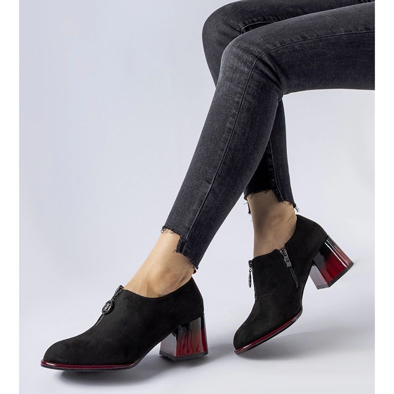 Black ankle boots with red accents from Allyriane 1