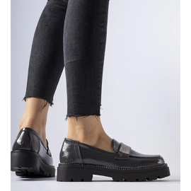 Dark gray patent loafers from Fecteau grey 1