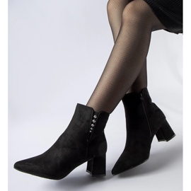 Black ankle boots made of eco-suede with a Pikeville heel 1 Black ankle boots made of eco-suede with a Pikeville heel 1