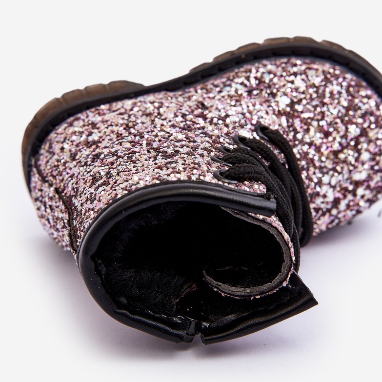 Children's Glitter Insulated Boots with Zipper, Pink Saussa 1