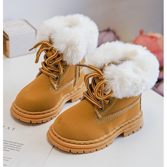 Children's Trappers Zipper Boots with Fur Camel Gerande brown 1