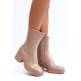 Women's Matte Wellington Boots with High Heels, Beige Bertaida 1