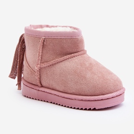 Children's Insulated Snow Boots With Fringes, Pink Mikyla 1