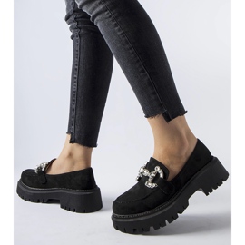 Black Crescenzo loafers with rhinestones 1