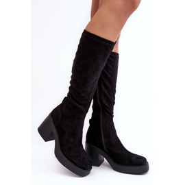 S.Barski Women's Over-The-Knee Boots On A Massive High Heel D&amp;A SN622-10A Black 1