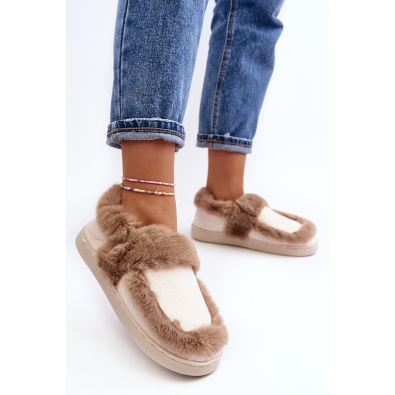 Women's Slippers With Fur Beige Sailey 2