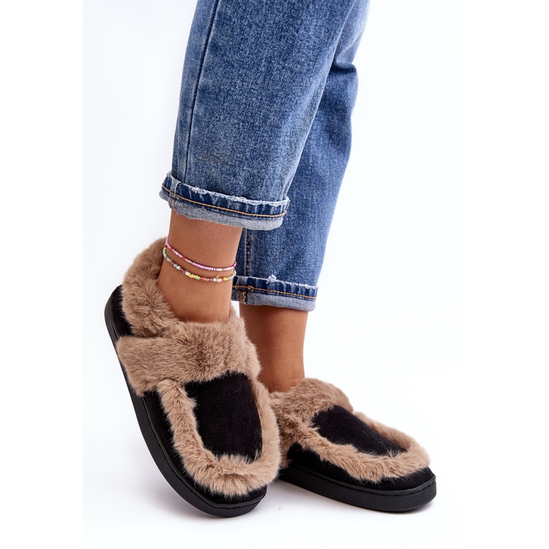Women's Slippers With Fur Black Sailey 1