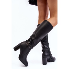 Sergio Leone Women's High Heel Boots With a Buckle, Warm Black Sendilia 5