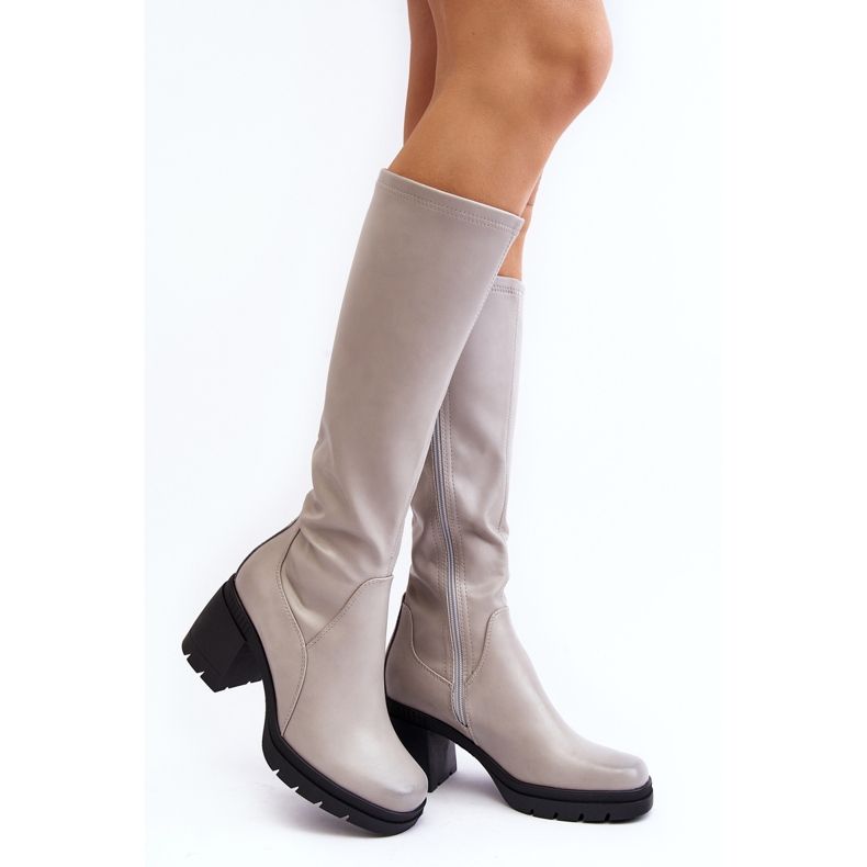 Sergio Leone Women's Over-the-Knee High Heel Boots, Warm Gray Sislene grey 1
