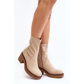Sergio Leone Beige Tozanna Women's Boots on Chunky Heels 1 Sergio Leone Beige Tozanna Women's Boots on Chunky Heels 1