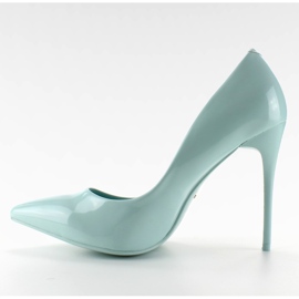 Smooth varnished high heels E396 L. Blue 1