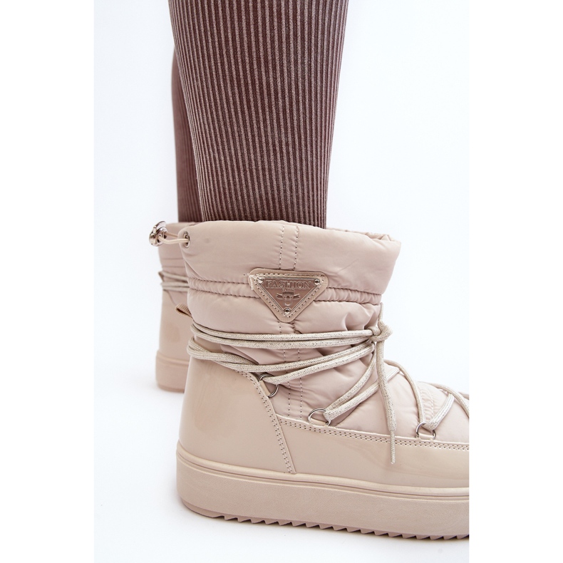 Women's Platform Snow Boots With Lacing Beige Fleure 2