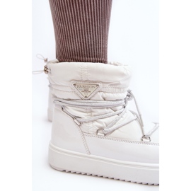 Women's Platform Snow Boots With Lacing, White Fleure 1