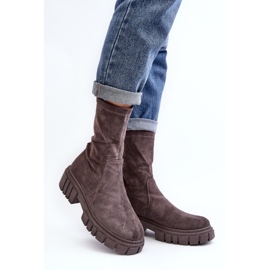 Workers Slip-On Boots With Flat Heels Gray Divella grey 1