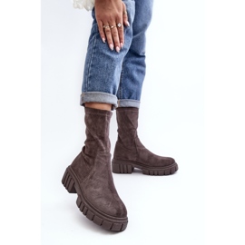 Workers Slip-On Boots With Flat Heels Gray Divella grey 2