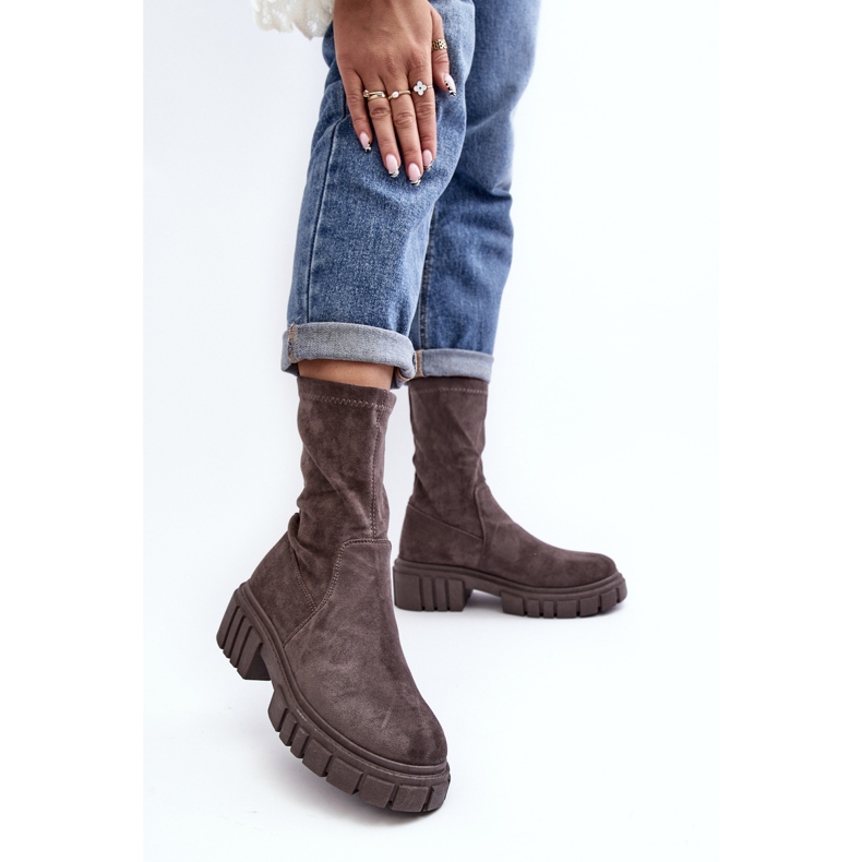 Workers Slip-On Boots With Flat Heels Gray Divella grey 2