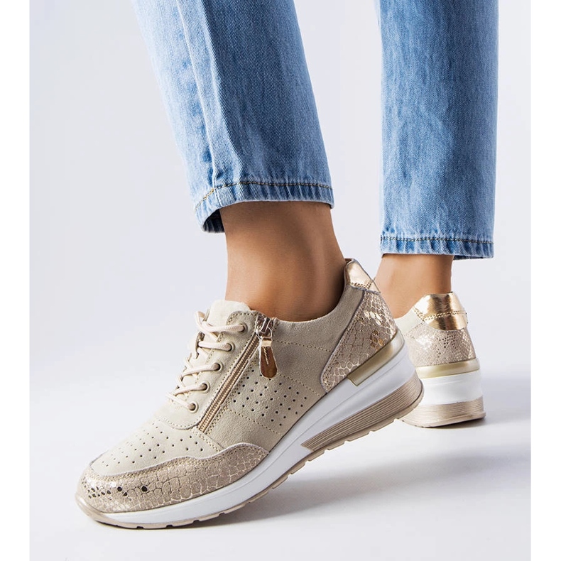 Jazzar beige openwork leather shoes 1