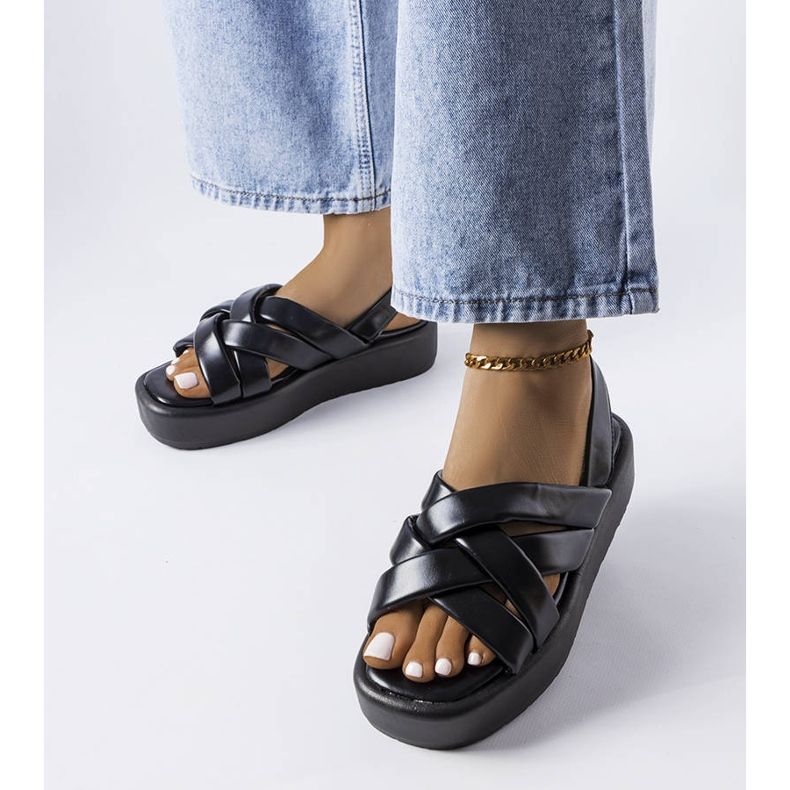 Black Horseshoe platform sandals 1