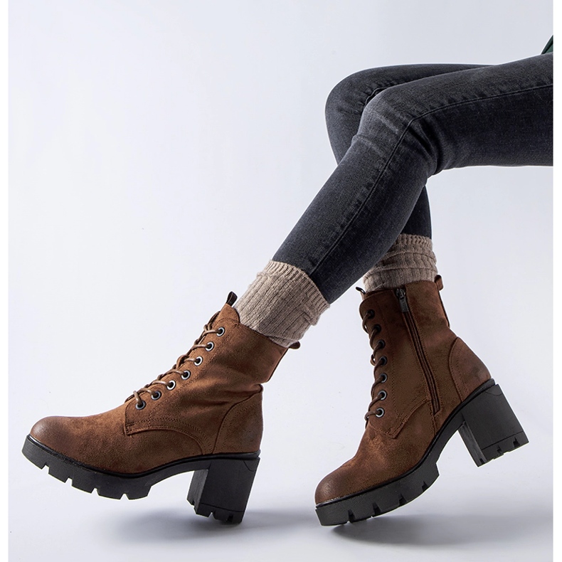 Romilda brown suede high-heeled ankle boots black 1