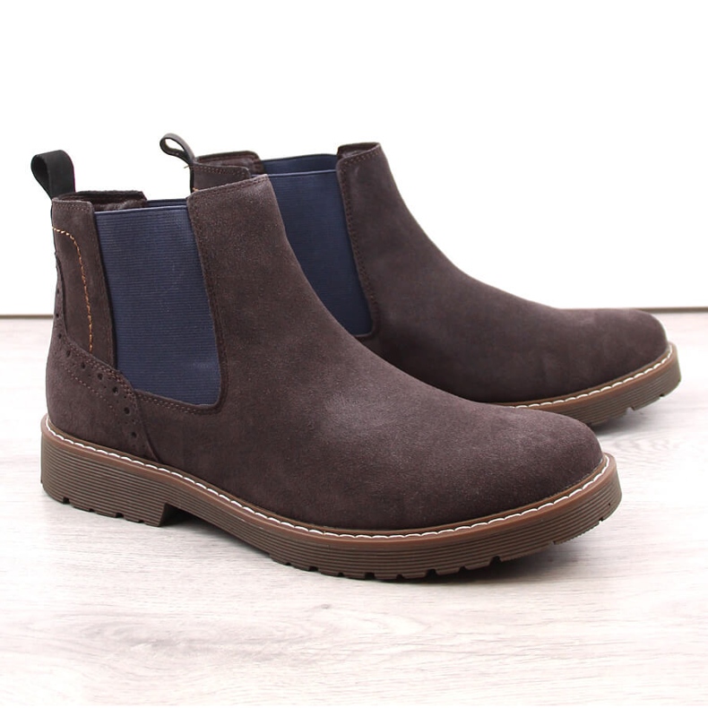 Leather suede Chelsea boots for men, brown slip-on Filippo MBT5003 1
